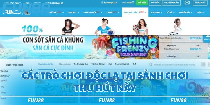 Các trò chơi nổi bật tại nhà cái Fun88