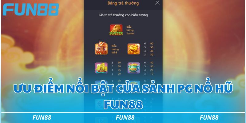 Ưu điểm nổi bật của sảnh PG nổ hũ Fun88